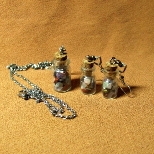 Mini lahvičky s polodrahokamy - set