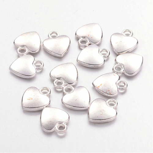Kovové přívěsky Srdce 12x10mm (10ks) - stříbrná
