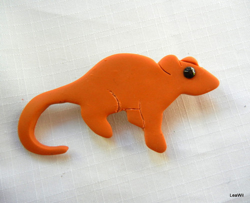 Myška/potkánek - fimo - dwarf oranž. dark ruby oči