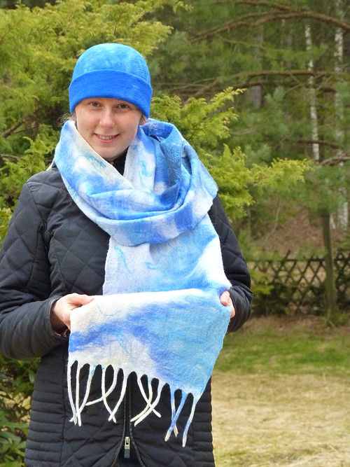 Zimní plstěná šála Vodopád — foto 1