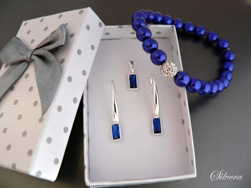 Stříbrný 925 SET Ellie Rectangle zirkon — foto 1