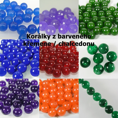 Křemen/Chalcedon, barvený, 8mm, 4 ks.