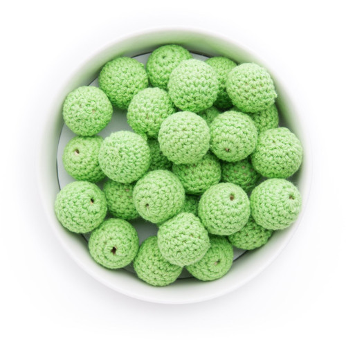 Háčkované korálky(1pár)-pr.20mm-green apple(č.2)