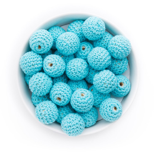 Háčkované korálky(1pár)-pr.20mm - sky blue (č.9)