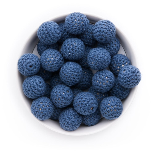 Háčkované korálky(1pár)- pr.20mm -navy blue (č.10) — foto 1
