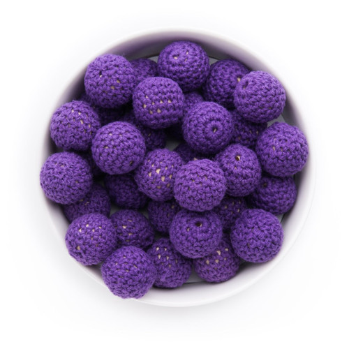 Háčkované korálky(1pár)-pr.20mm - purple (č.15) — foto 1