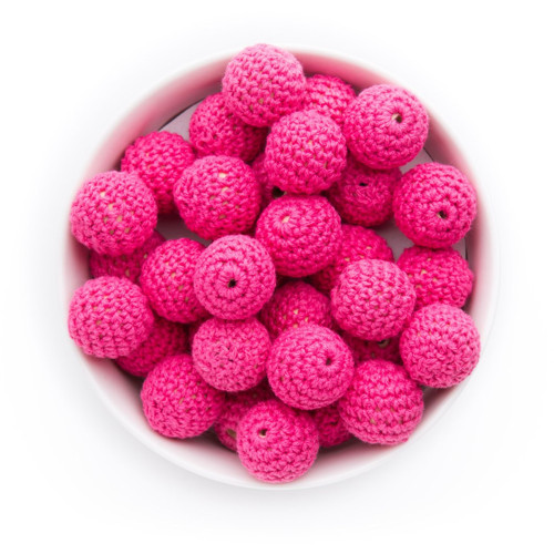 Háčkované korálky(1pár)-pr.20mm - hot pink (č.19)