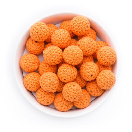 Háčkované korálky(1pár)-pr.20mm- orange (č.24)