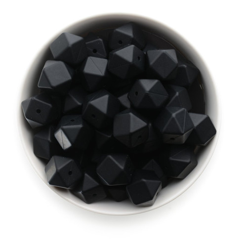 Silikonové korálky hexa 17mm (1ks) - black