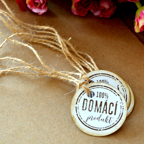 Visačka kulatá - sada 4ks - "100% domácí produkt"