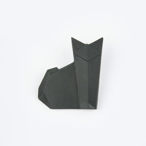 Brož origami černá KOČKA