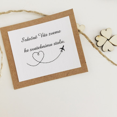 Pozvánka ke svatebnímu stolu Travel with Love