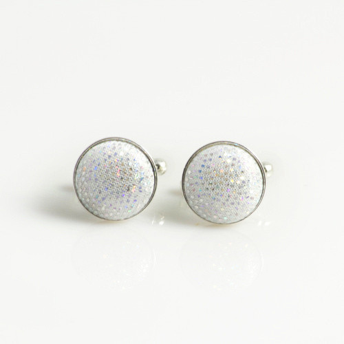 Manžetové knoflíčky "Třpytky ve stříbrné"