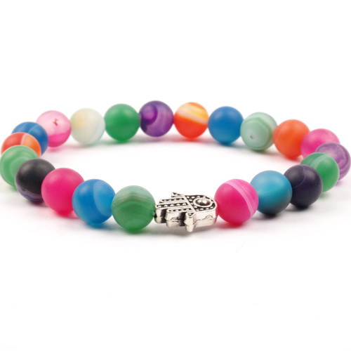 Moni - náramek achát proužkatý zmatnělý multicolor