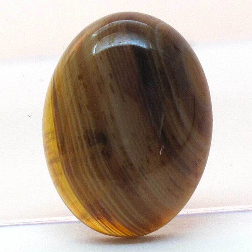 Kabošon hnědý pruhovaný achát ovál 20mm