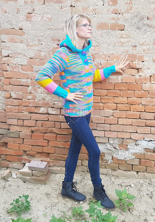 Svetr s kapucou Modrá Duha — foto 1