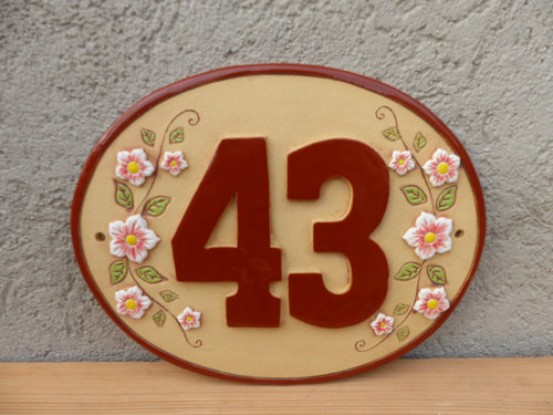 Domovní číslo - motiv růže- 2 číslice / na obj.