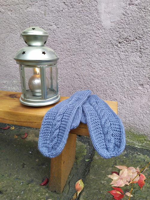 Dámské palčáky MODRO-ŠEDÉ 50% merino — foto 1