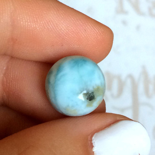 Larimar kabošon kruh/12x5mm, 6,55 Ct