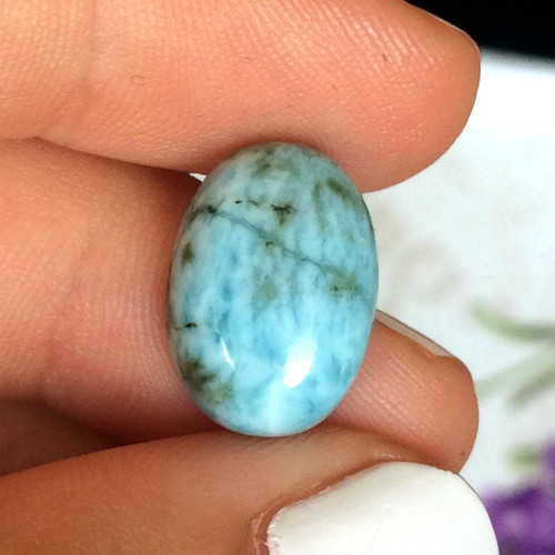 Larimar kabošon ovál/14x10x4mm, 7,15 Ct