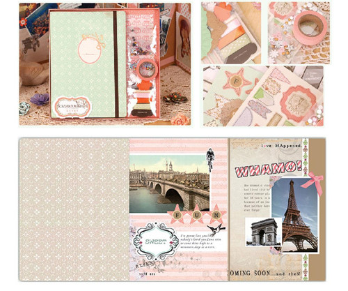Sada na scrapbooking, růžová, oranžová, zelená,