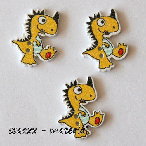 Dřevěný knoflík ~ 26 mm ~ dinosaurus I