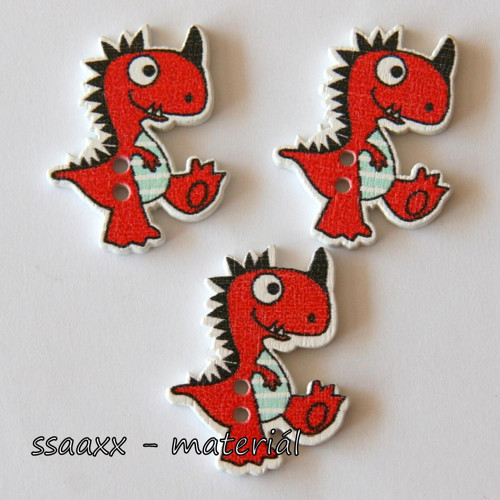 Dřevěný knoflík ~ 26 mm ~ dinosaurus IV