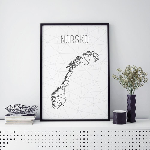 NORSKO, minimalistická mapa (A4)
