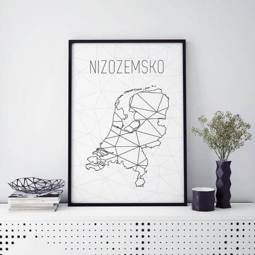 NIZOZEMSKO, minimalistická mapa (A4)