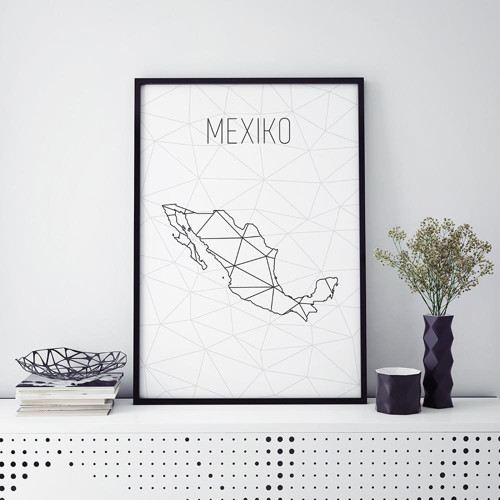 MEXIKO, minimalistická mapa (A4)