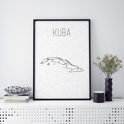 KUBA, minimalistická mapa (A4)