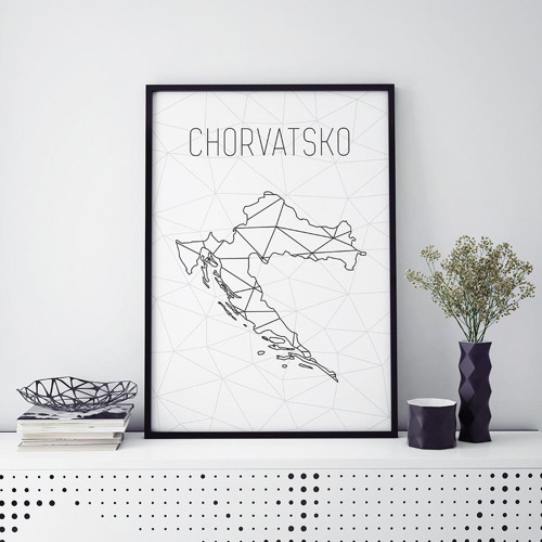 CHORVATSKO, minimalistická mapa (A4) — foto 1