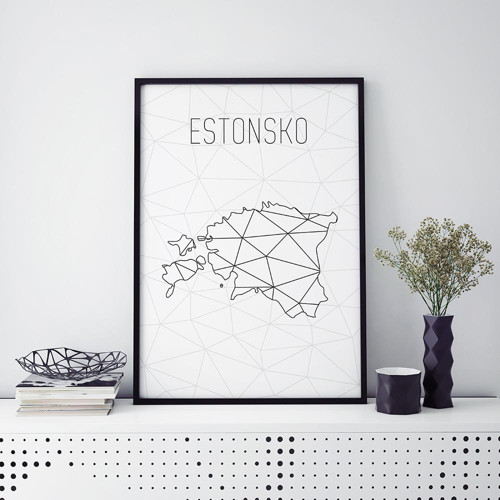 ESTONSKO, minimalistická mapa (A4)