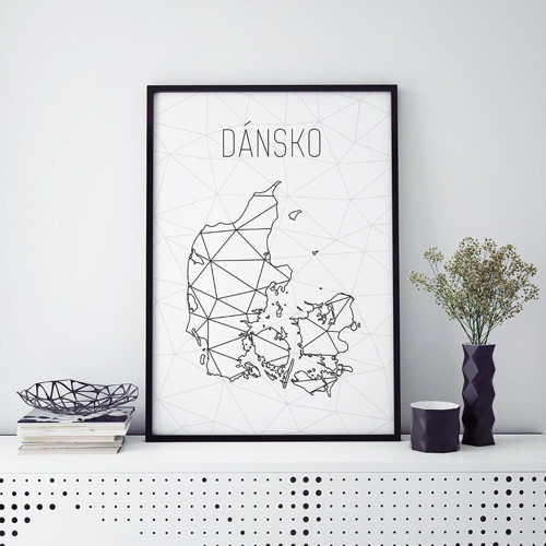 DÁNSKO, minimalistická mapa (A4)