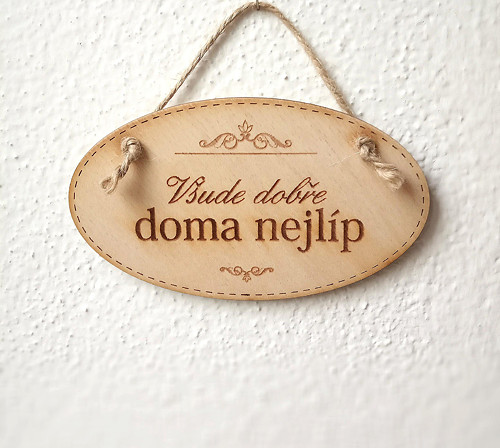 Cedulka Doma nejlíp - přírodní 11,5 cm