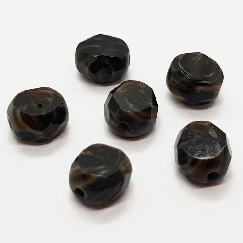 Korálky mačkané, 8mm, černohnědá, 6ks