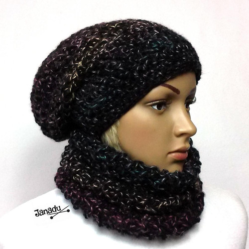 Sada čepice-hučka a nákrčník/rolák černá — foto 1