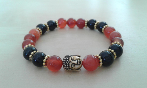 Buddha náramek z onyxu a achátu