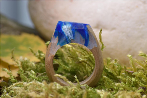 Dřevěný prsten Blue — foto 1