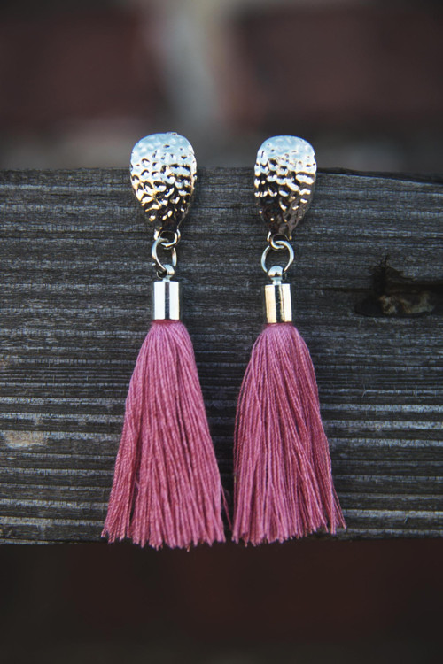 Střapcové náušnice - růžové — foto 1