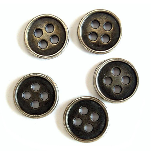 Knoflík kovový, průměr 11 mm, set 5 ks