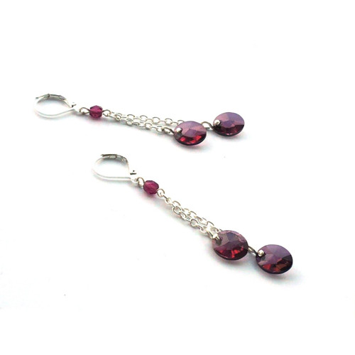 Crystal Lilac Shadow Swarovski oválky - řetízkové