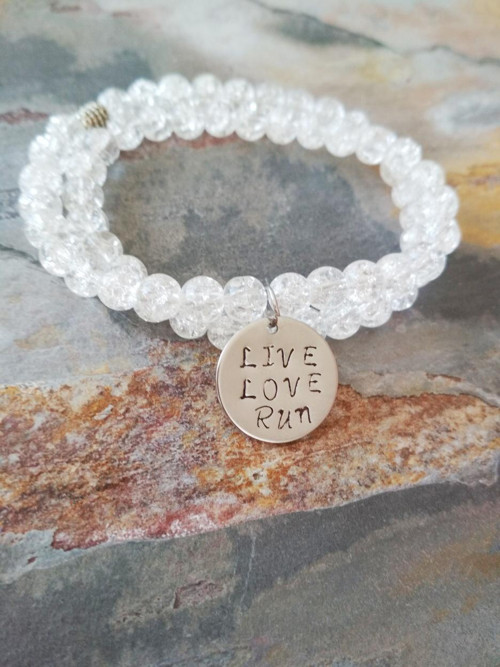 Náramek - křišťál: Live, love, run — foto 1