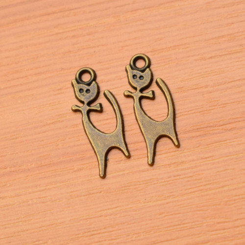 Kočka - starobronz - 25mm x 10mm