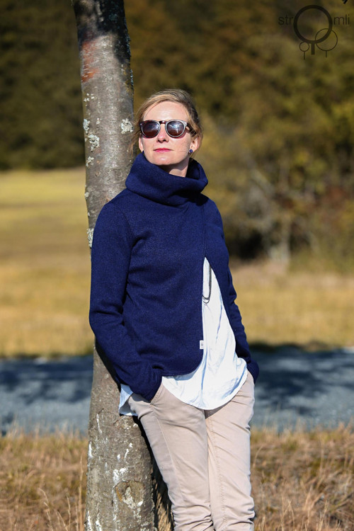 Svetřík se stojákem modrý,vel. S — foto 1