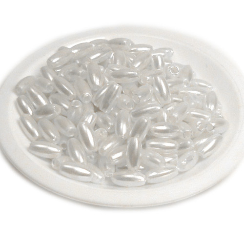 Plastová rýže bílá perleť 3x6mm, 100ks