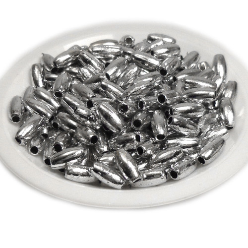 Plastová rýže stříbrná 3x6mm, 100ks