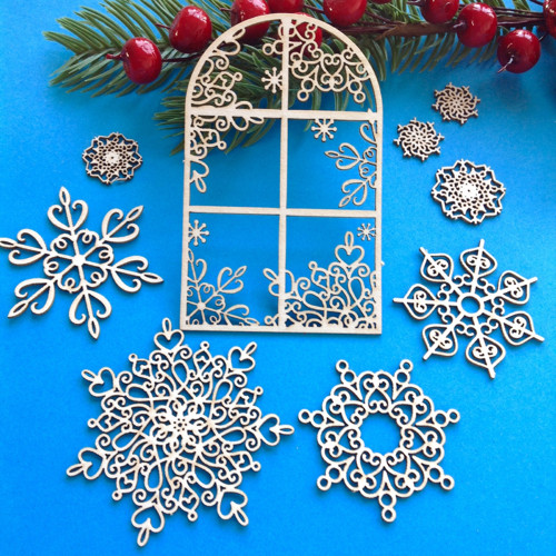 Vanoční dekorace 9 ks , chipboard — foto 1