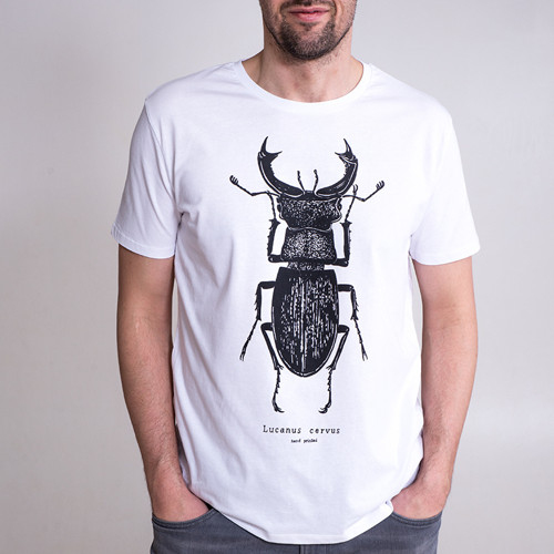 Lucanus cervus - tričko s broukem bílé (reg)