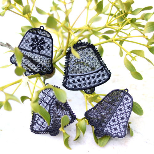 Vánoční ozdoby - gothic Christmas black&grey: 4 ks